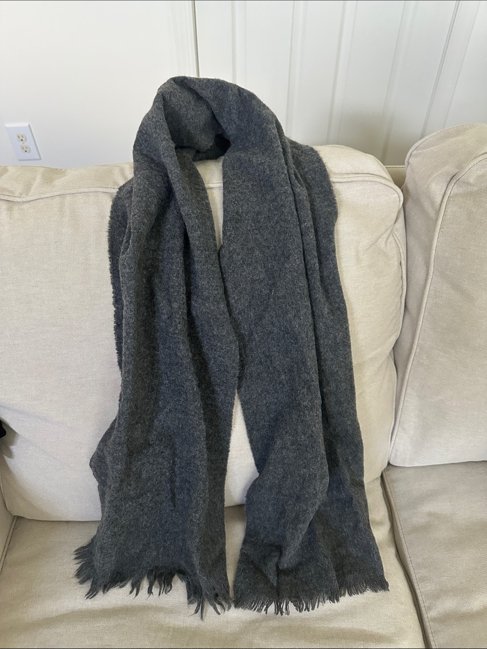 Paco Rabanne Charcoal Gray Soft Fringe Throw